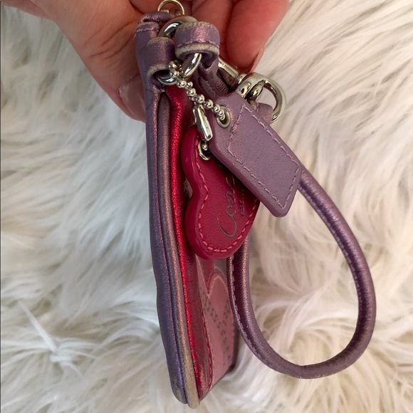 Coach Wristlet, Pink and Purple Metallic, GUC - Picture 3 of 9
